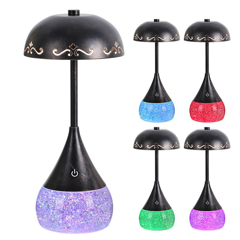 RGB бляска бутилка LED настолна лампа с извит капак
