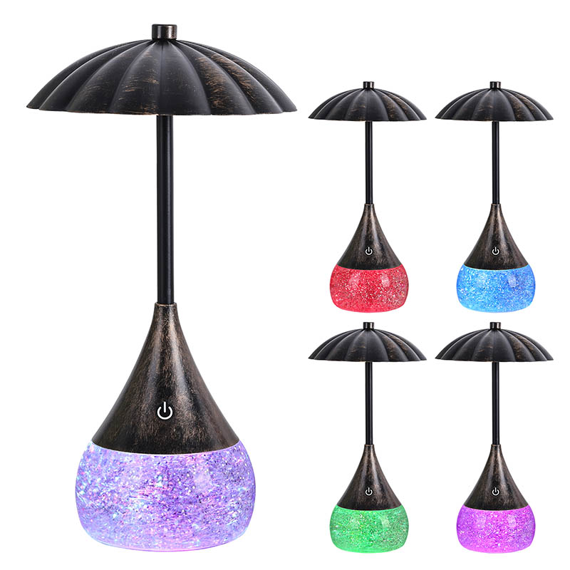 Топла светла LED настолна лампа с бутилка с блясък на RGB